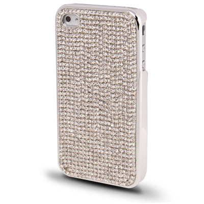 Pure Color Diamond Encrusted Plastic Case with Plating Border for iPhone 4 & 4S