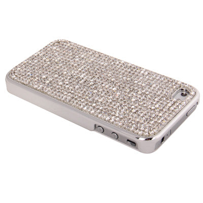 Pure Color Diamond Encrusted Plastic Case with Plating Border for iPhone 4 & 4S