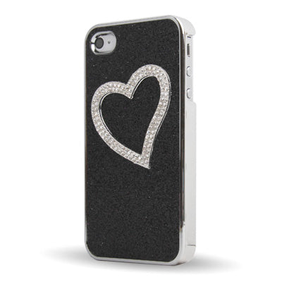 Heart-shaped Handmade Diamond Flash Powder Plastic Case for iPhone 4 & 4S