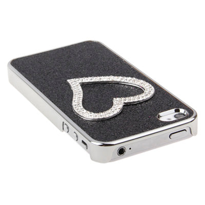 Heart-shaped Handmade Diamond Flash Powder Plastic Case for iPhone 4 & 4S