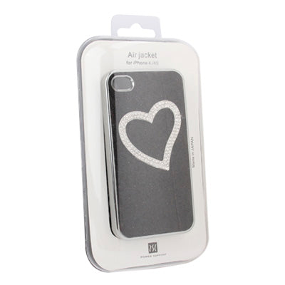 Heart-shaped Handmade Diamond Flash Powder Plastic Case for iPhone 4 & 4S