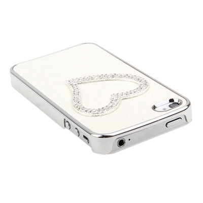 Heart-shaped Handmade Diamond Flash Powder Plastic Case for iPhone 4 & 4S