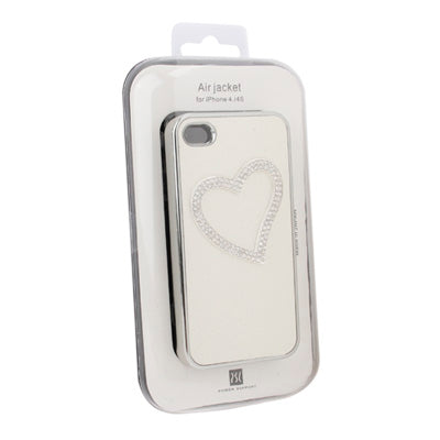 Heart-shaped Handmade Diamond Flash Powder Plastic Case for iPhone 4 & 4S