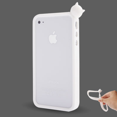 Cat Style TPU Bumper Frame Case for iPhone 4 & 4S(White)