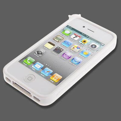 Cat Style TPU Bumper Frame Case for iPhone 4 & 4S(White)