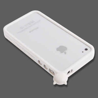 Cat Style TPU Bumper Frame Case for iPhone 4 & 4S(White)