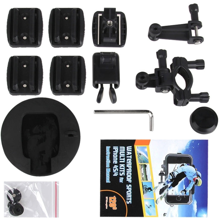 Protective Shell Waterproof Case Cover Sports Accessories Mounting Kit for iPhone 4 & 4S