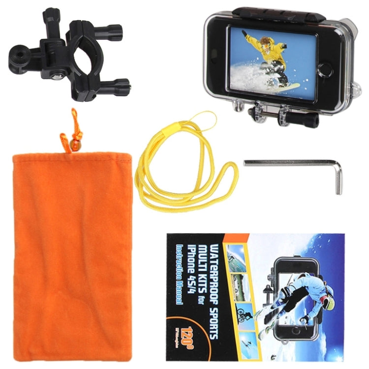 Protective Shell Waterproof Case Cover Sports Accessories Mounting Kit for iPhone 4 & 4S, Waterproof Depth: 10m