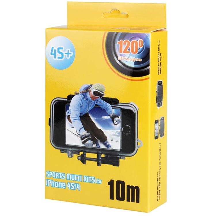 Protective Shell Waterproof Case Cover Sports Accessories Mounting Kit for iPhone 4 & 4S, Waterproof Depth: 10m