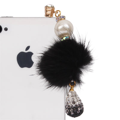 Fashion Diamond Water Drop & Plush Ball Style Earphone Anti-dust Plug for iPhone 4S / 4 / iPod / iPad
