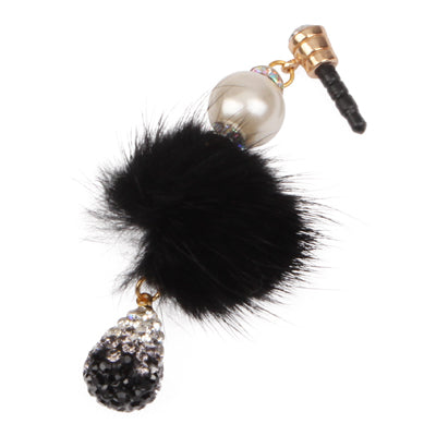 Fashion Diamond Water Drop & Plush Ball Style Earphone Anti-dust Plug for iPhone 4S / 4 / iPod / iPad