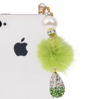 Fashion Diamond Water Drop & Plush Ball Style Earphone Anti-dust Plug for iPhone 4S / 4 / iPod / iPad