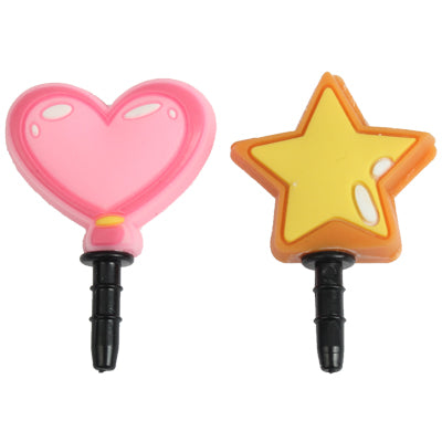 2 pcs Cute Heart & Star Style Universal 3.5mm Earphones Anti-Dust Plug Stopper for iPhone 4/ 4S/ iPod