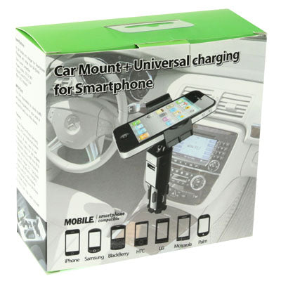 Universal Car Mount with 5V / 1.5A USB Charger for iPhone 4 & 4S / 3GS / Galaxy S III / i9300 / Smart Phone, Support 360 Degree Rotation, Width: 58-85mm(Black)