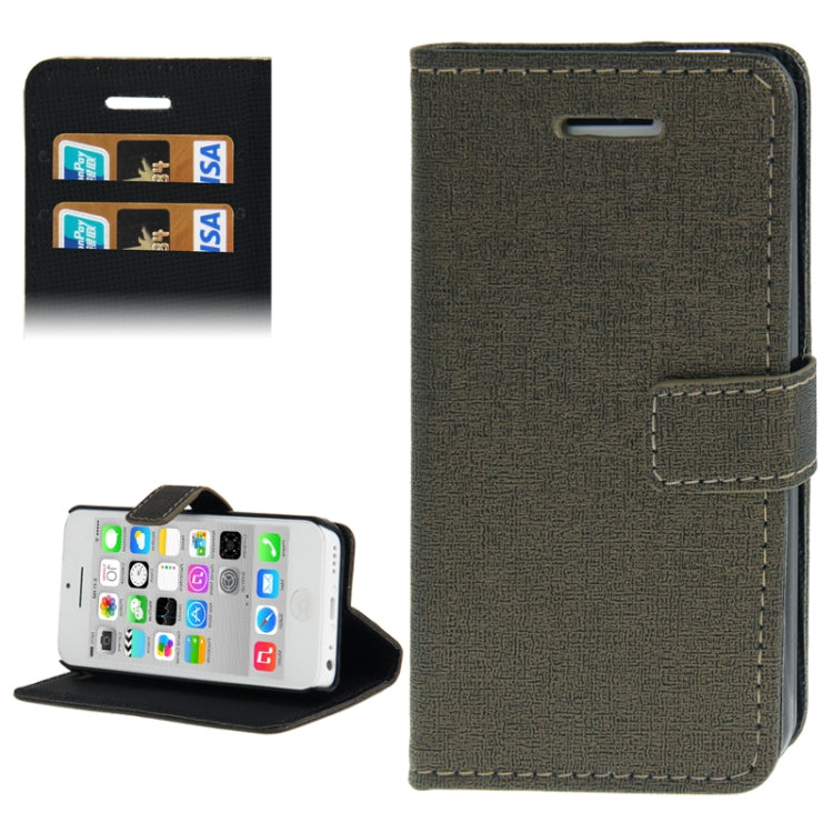 Linen Texture Leather Case with Credit Card Slots & Holder for iPhone 5C