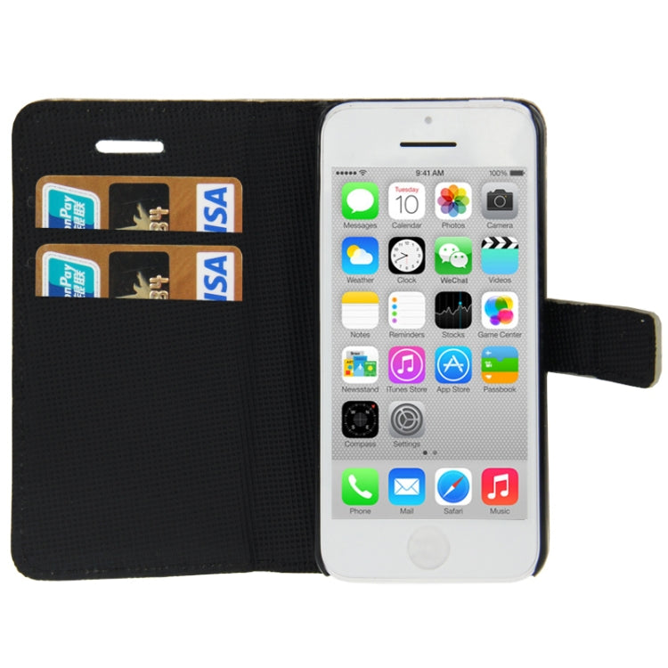 Linen Texture Leather Case with Credit Card Slots & Holder for iPhone 5C