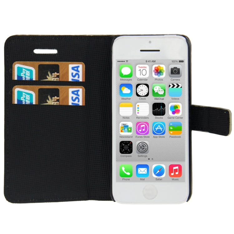 Linen Texture Leather Case with Credit Card Slots & Holder for iPhone 5C