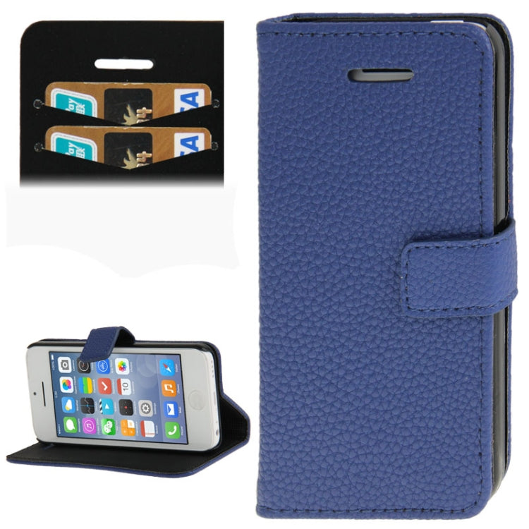 Litchi Texture Leather Case with Credit Card Slots & Holder for iPhone 5C