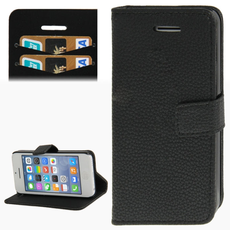 Litchi Texture Leather Case with Credit Card Slots & Holder for iPhone 5C