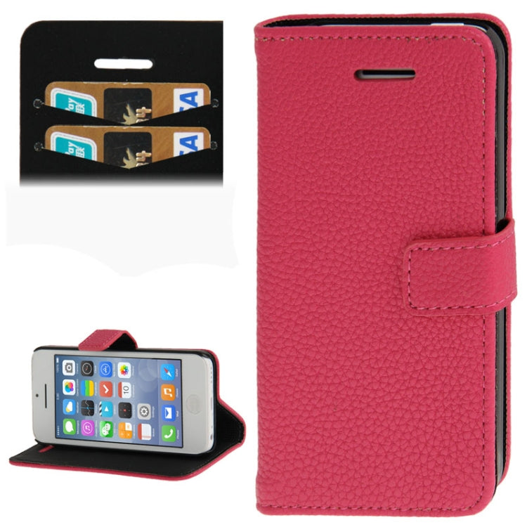 Litchi Texture Leather Case with Credit Card Slots & Holder for iPhone 5C