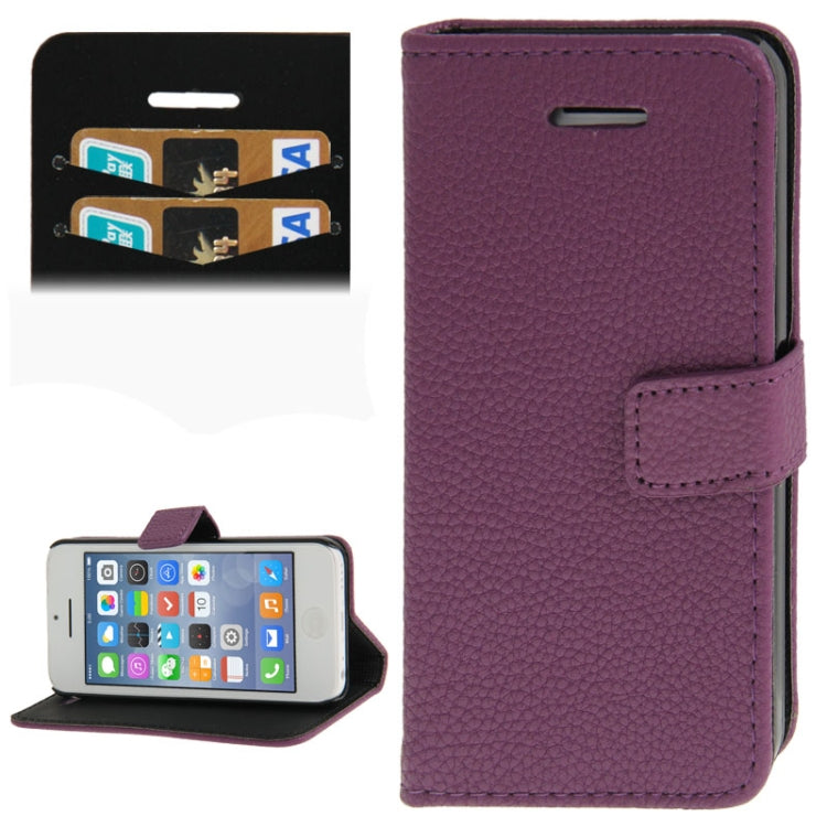 Litchi Texture Leather Case with Credit Card Slots & Holder for iPhone 5C