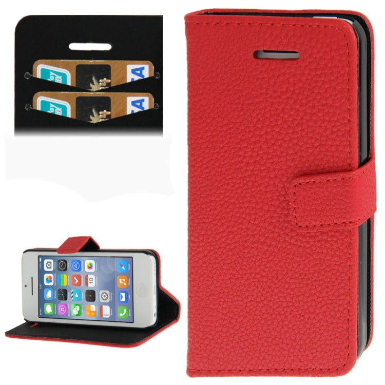 Litchi Texture Leather Case with Credit Card Slots & Holder for iPhone 5C