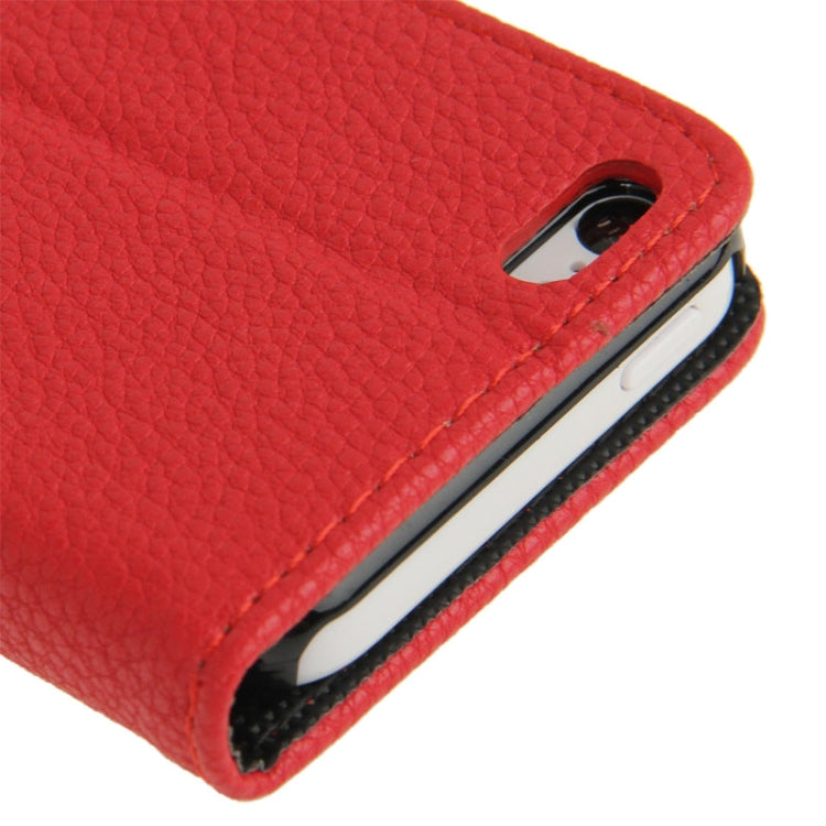 Litchi Texture Leather Case with Credit Card Slots & Holder for iPhone 5C
