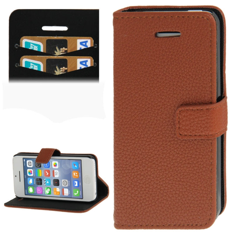 Litchi Texture Leather Case with Credit Card Slots & Holder for iPhone 5C