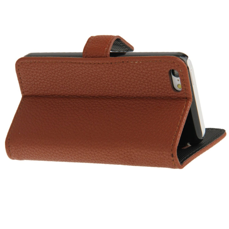 Litchi Texture Leather Case with Credit Card Slots & Holder for iPhone 5C