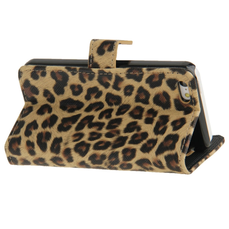 Yellowish Brown Leopard Pattern Leather Case with Credit Card Slots & Holder for iPhone 5C