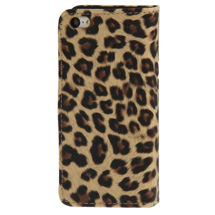 Yellowish Brown Leopard Pattern Leather Case with Credit Card Slots & Holder for iPhone 5C