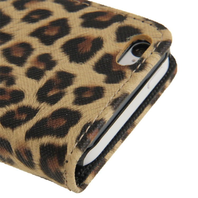 Yellowish Brown Leopard Pattern Leather Case with Credit Card Slots & Holder for iPhone 5C