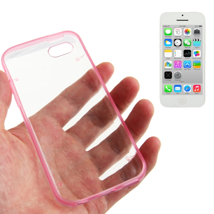 Transparent Smooth Surface Plastic Case with Fluorescent Effect TPU Frame for iPhone 5C