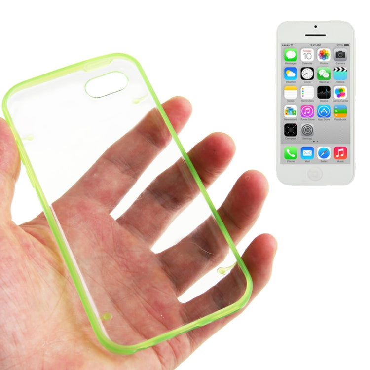 Transparent Smooth Surface Plastic Case with Fluorescent Effect TPU Frame for iPhone 5C