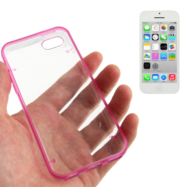 Transparent Smooth Surface Plastic Case with Fluorescent Effect TPU Frame for iPhone 5C