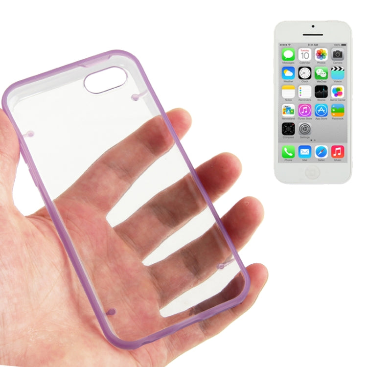 Transparent Smooth Surface Plastic Case with Fluorescent Effect TPU Frame for iPhone 5C