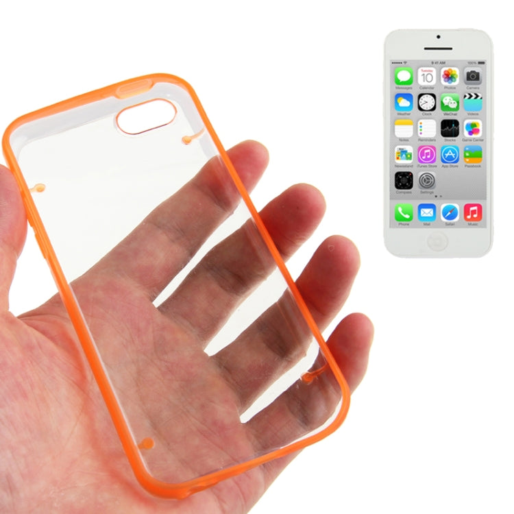 Transparent Smooth Surface Plastic Case with Fluorescent Effect TPU Frame for iPhone 5C