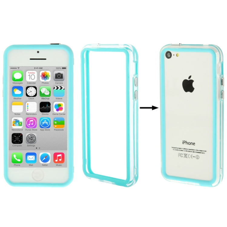 Transparent Plastic + TPU Material Bumper Frame with Volume Buttons for iPhone 5C