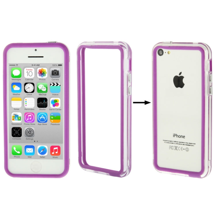 Transparent Plastic + TPU Material Bumper Frame with Volume Buttons for iPhone 5C