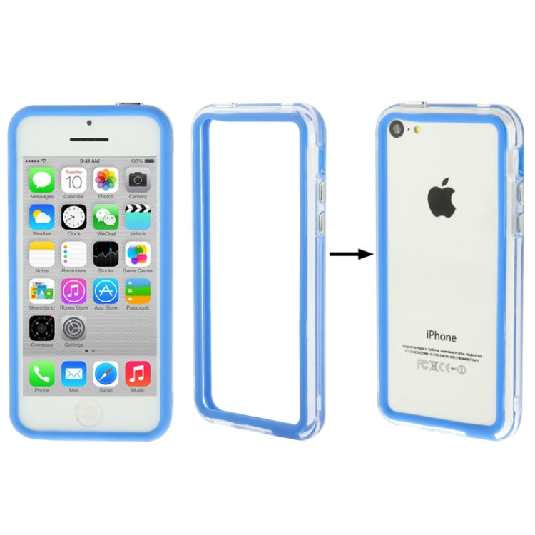 Transparent Plastic + TPU Material Bumper Frame with Volume Buttons for iPhone 5C