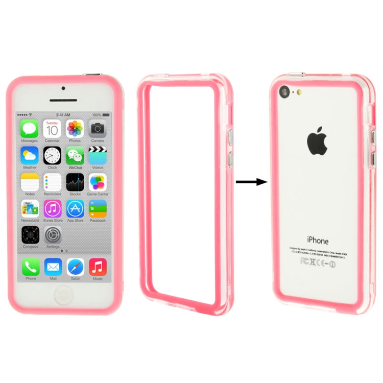 Transparent Plastic + TPU Material Bumper Frame with Volume Buttons for iPhone 5C