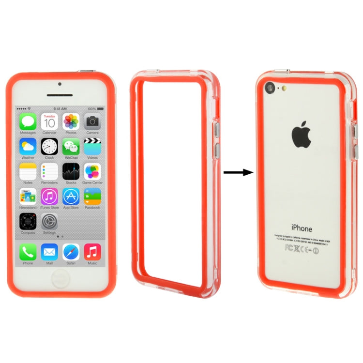 Transparent Plastic + TPU Material Bumper Frame with Volume Buttons for iPhone 5C