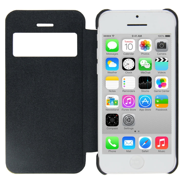 Cloth Texture Flip Leather Cover Plastic Case with Call Display ID for iPhone 5C