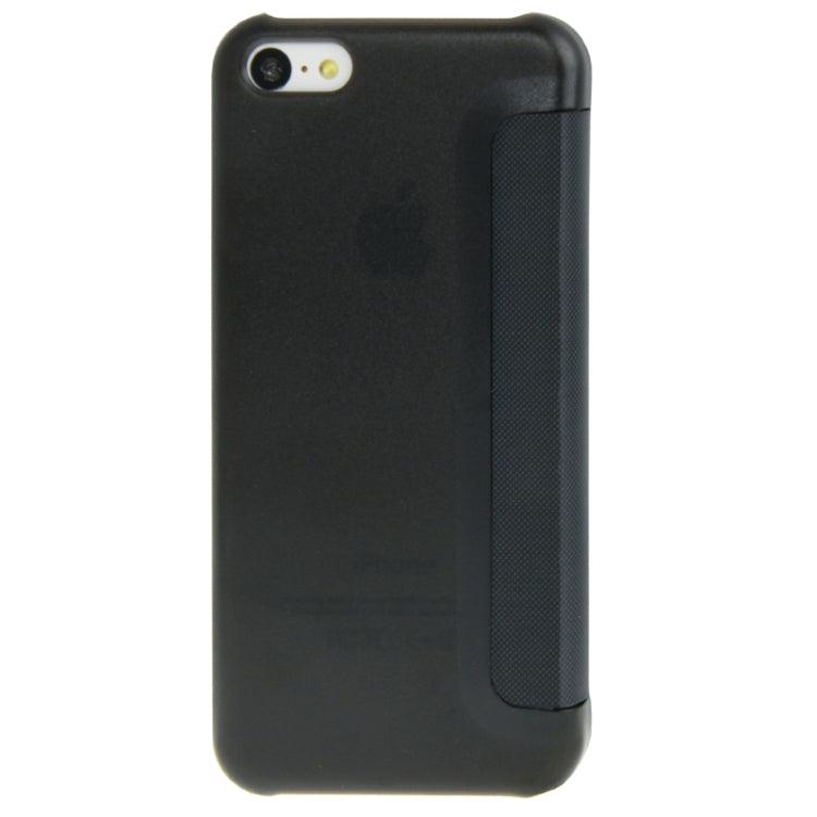Cloth Texture Flip Leather Cover Plastic Case with Call Display ID for iPhone 5C