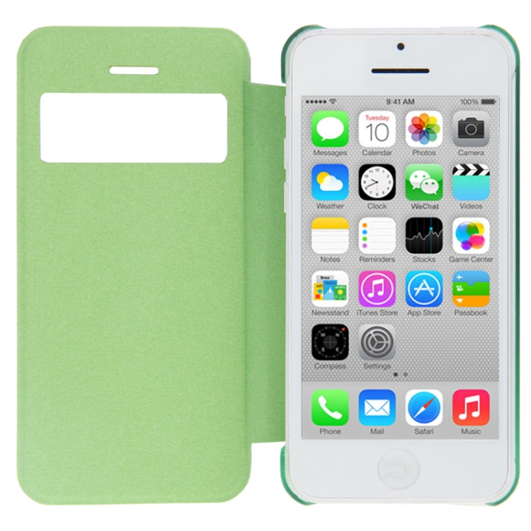 Cloth Texture Flip Leather Cover Plastic Case with Call Display ID for iPhone 5C