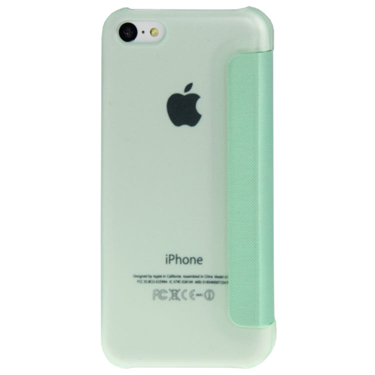 Cloth Texture Flip Leather Cover Plastic Case with Call Display ID for iPhone 5C