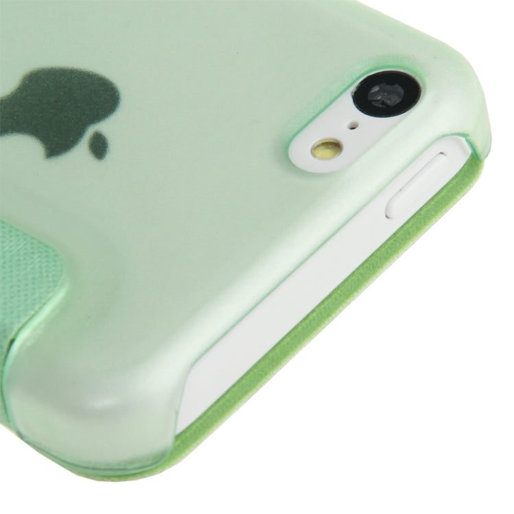 Cloth Texture Flip Leather Cover Plastic Case with Call Display ID for iPhone 5C