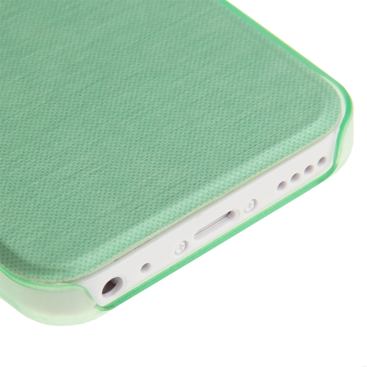 Cloth Texture Flip Leather Cover Plastic Case with Call Display ID for iPhone 5C