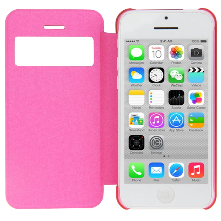 Cloth Texture Flip Leather Cover Plastic Case with Call Display ID for iPhone 5C