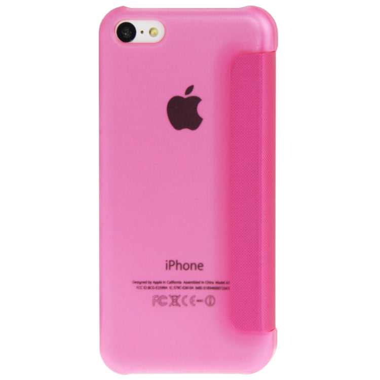 Cloth Texture Flip Leather Cover Plastic Case with Call Display ID for iPhone 5C